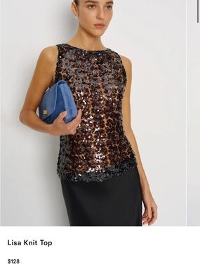Reformation Lisa Sequin Tank Top Black